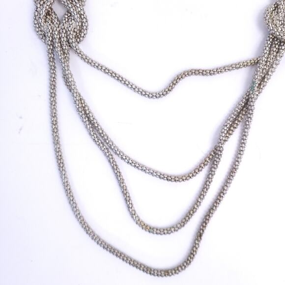 NEW Necklace & Earring Set Silver Tone Triple Chain, Knotted, Long Necklace - Picture 3 of 6
